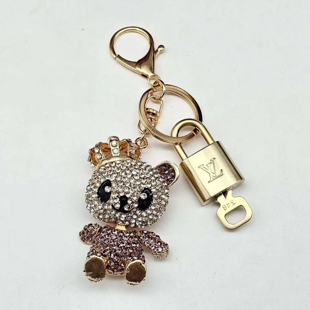 Authentic Louis Vuitton Gold Padlock & Key 🔒 LV Bag Charm w/ Unbranded Keychai